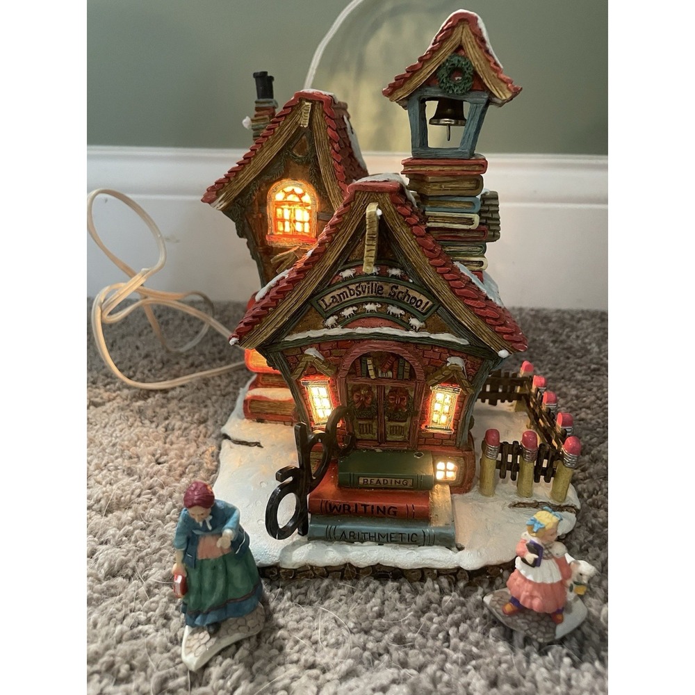 department 56 storybook Lighted village Lambsville School 2 Figures WORKS